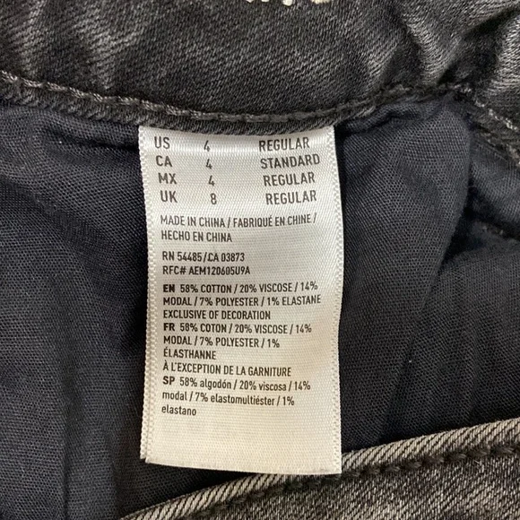 Women’s American Eagle Super Stretch Super Low Jegging, black/grey. Sz 4 - Picture 12 of 14